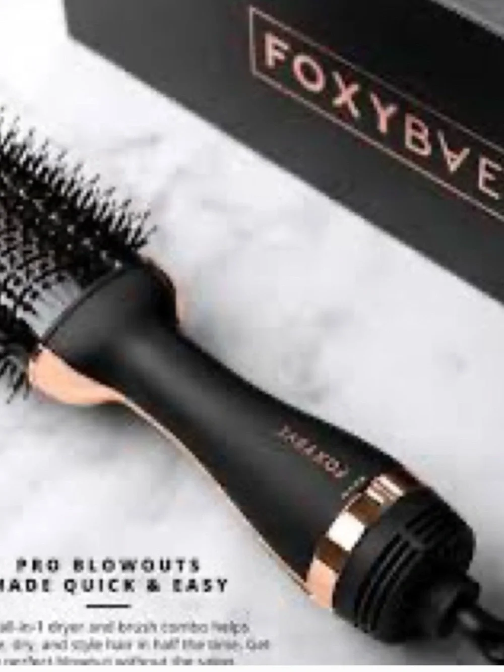 FoxyBae Rose Gold Blowout Dryer Brush Black / Rose Gold New In Box Sealed